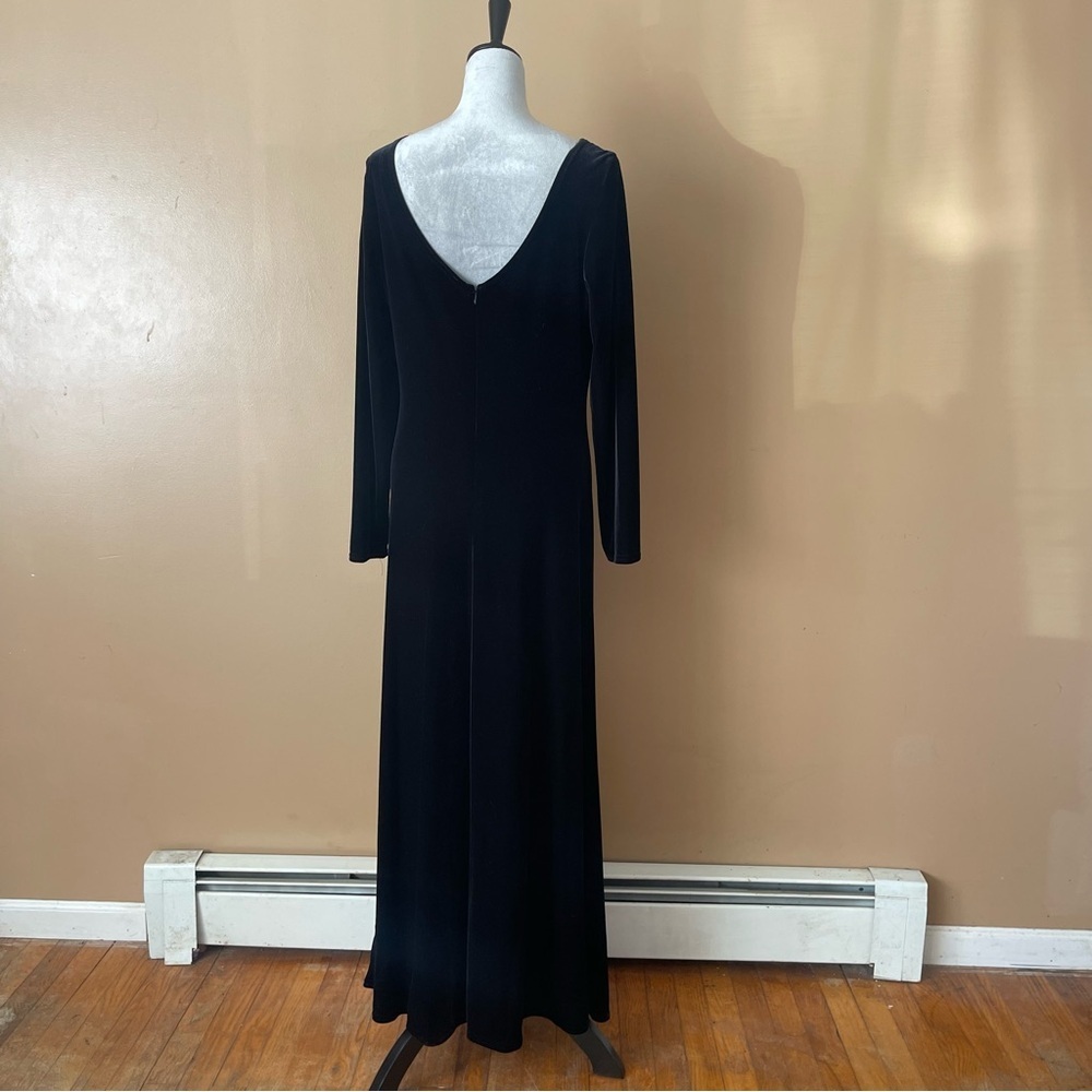 Jeffrey + Dara Vintage Velvet Evening Long-Sleeve Dress with Lace Insert size 14 - Picture 5 of 8